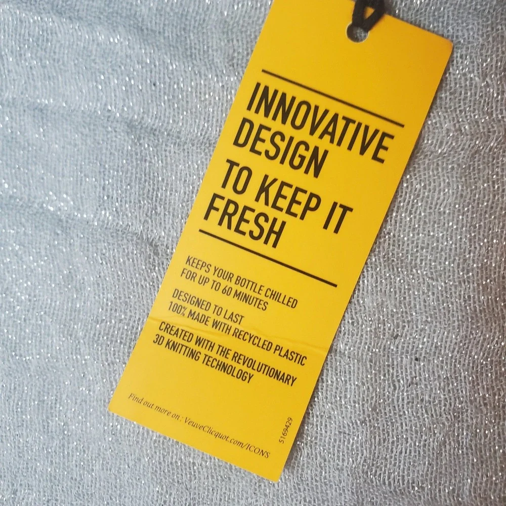 Veuve Clicquot Ice Jacket Champagne Bottle Chiller Sleeve Yellow 3D Knit‎ New